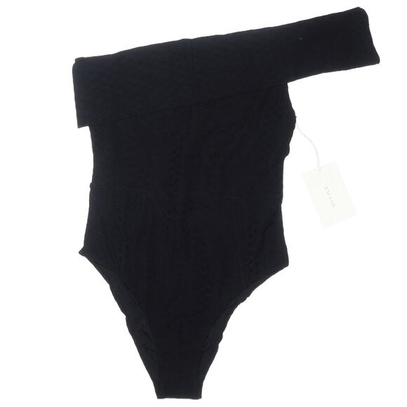 AMAIO Jeanne one shoulder piece textured luxe black resort swimsuit Sz Small NEW - Picture 1 of 9
